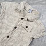 Old Navy beige striped button down romper - Size 12 to 18 months