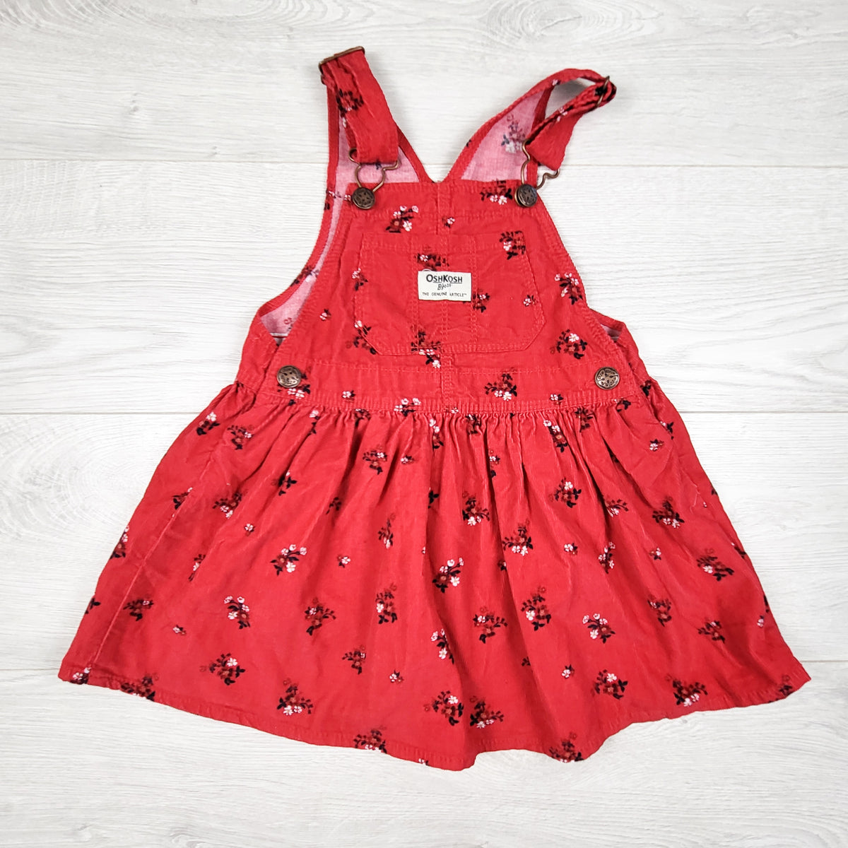 Oshkosh red floral print corduroy dress - Size 3T