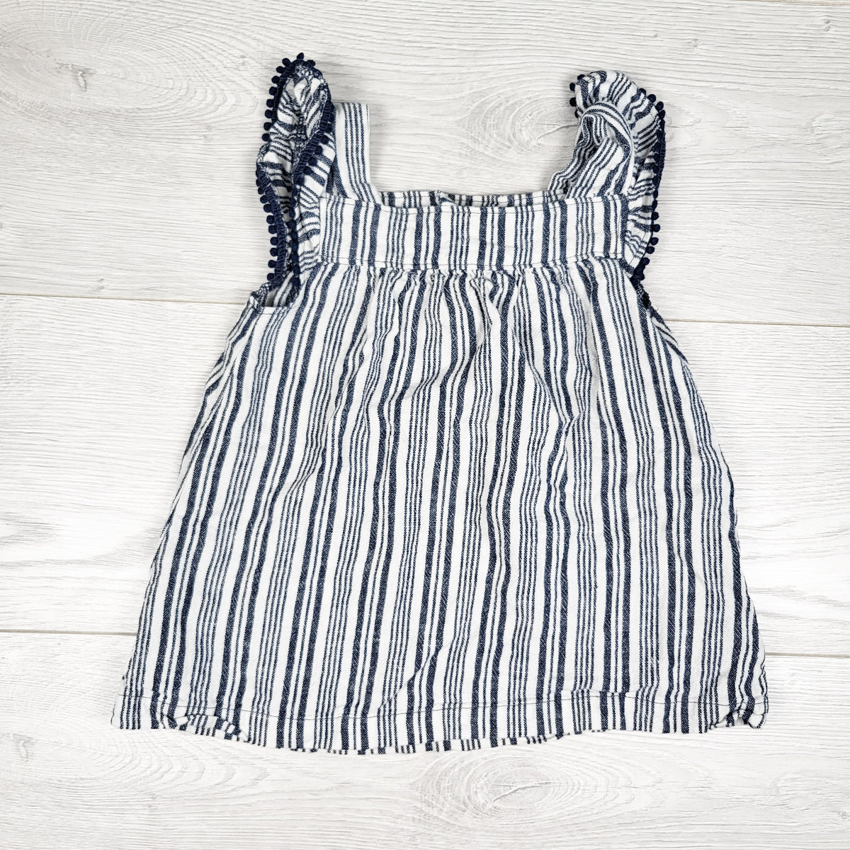 Carters blue and white striped linen blend top - Size 2T