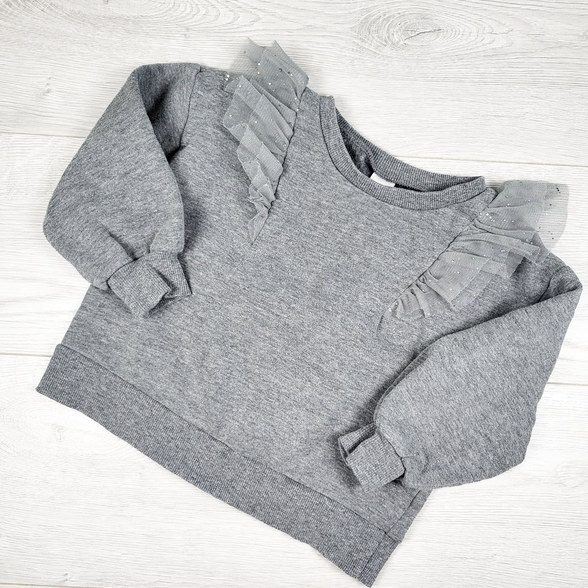 Carters grey sweatshirt with sparkle tulle ruffles - Size 3T