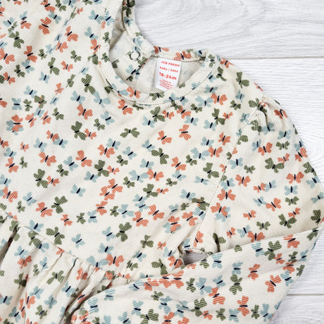 Joe Fresh beige butterfly print corduroy dress - Size 18 to 24 months