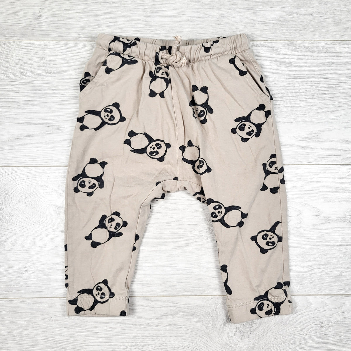 H and M beige panda print pants - Size 12 to 18 months