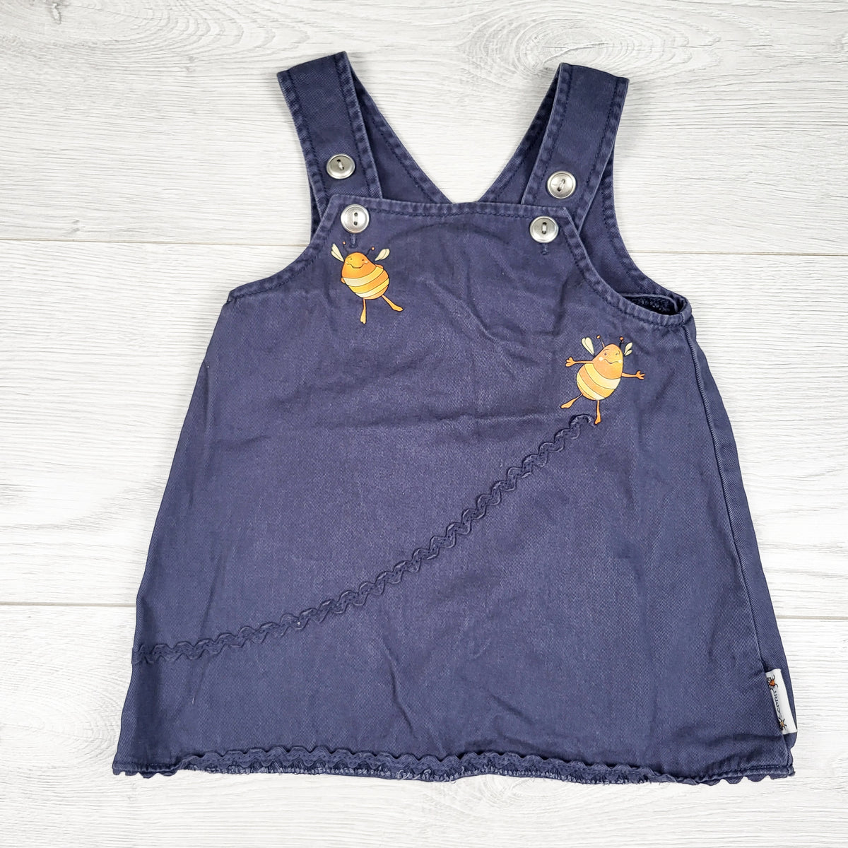 Esprit blue twill dress with bumblebees - Size 3 months