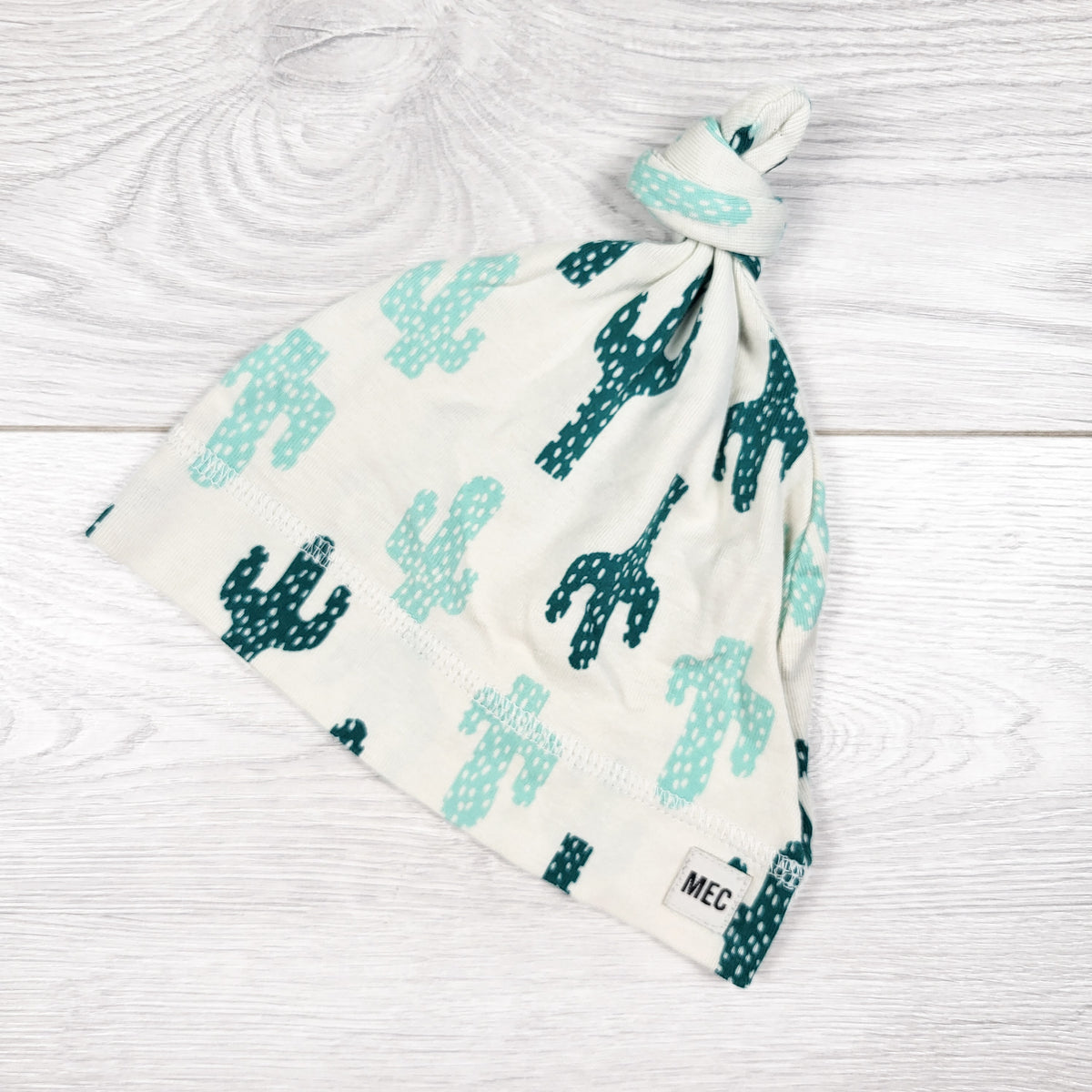MEC cactus print knotted organic cotton baby hat