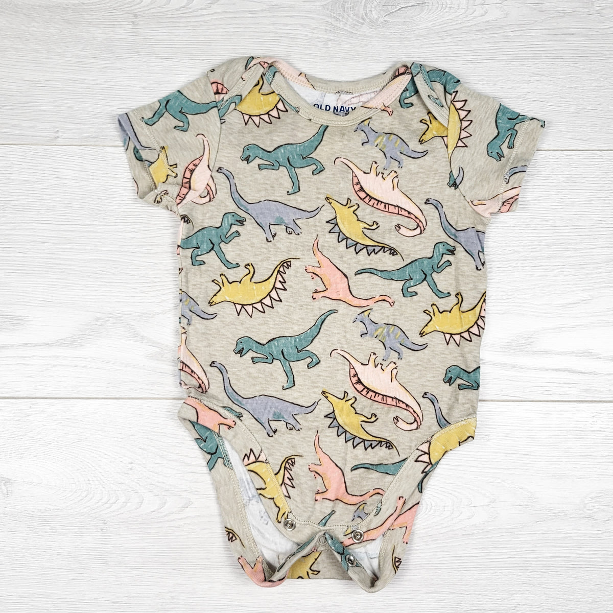 Old Navy beige dinosaur print bodysuit - Size 6 to 12 months