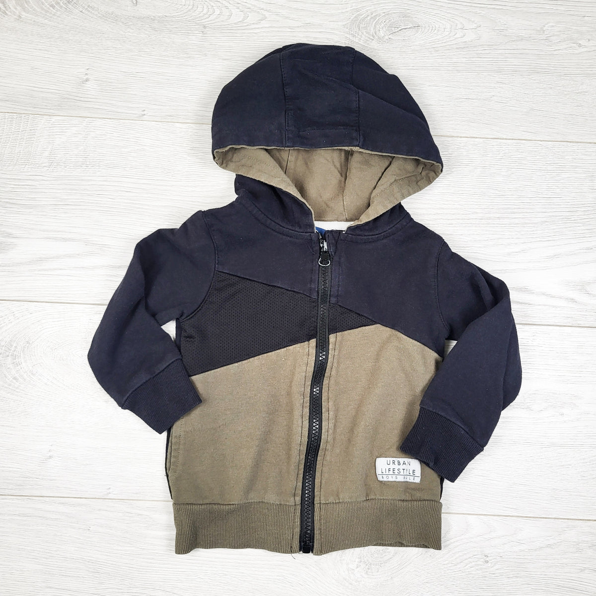 M.I.D. black and green zip up hoodie - Size 2T
