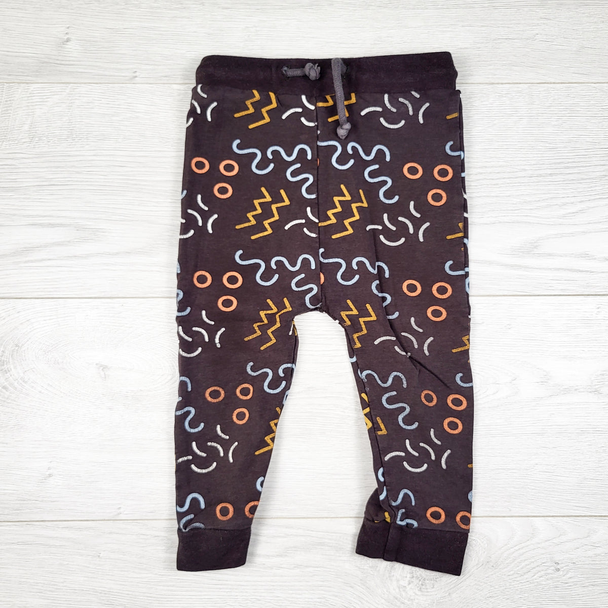Albot Baby (Victoria BC) brown squiggle pattern bamboo cotton blend pants - Size 18 to 24 months