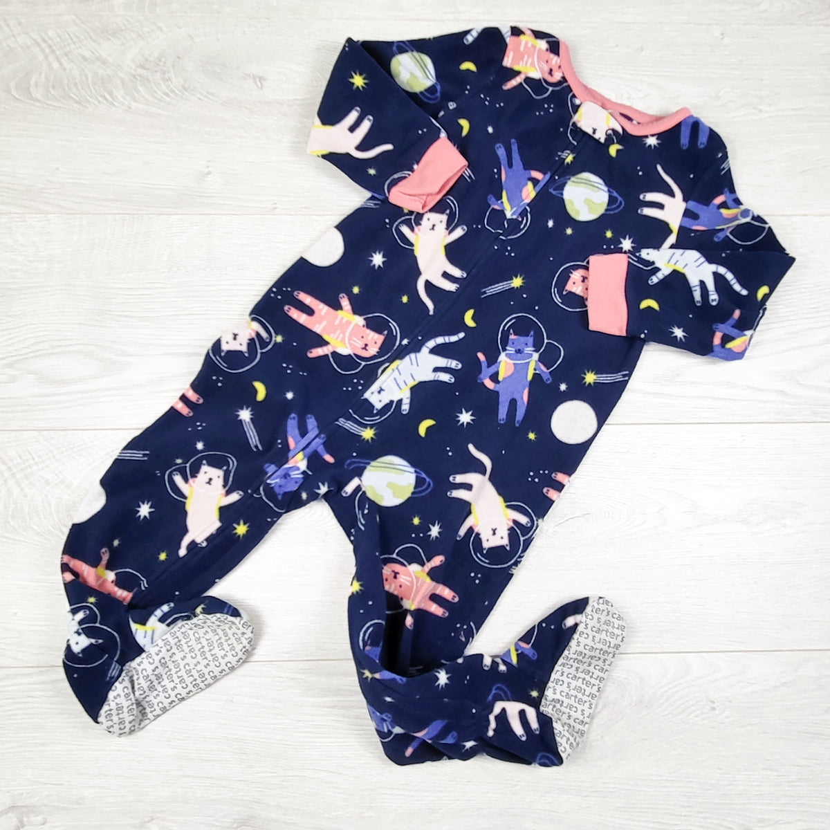 Carters navy zippered fleece cat astronaut sleeper - Size 2T