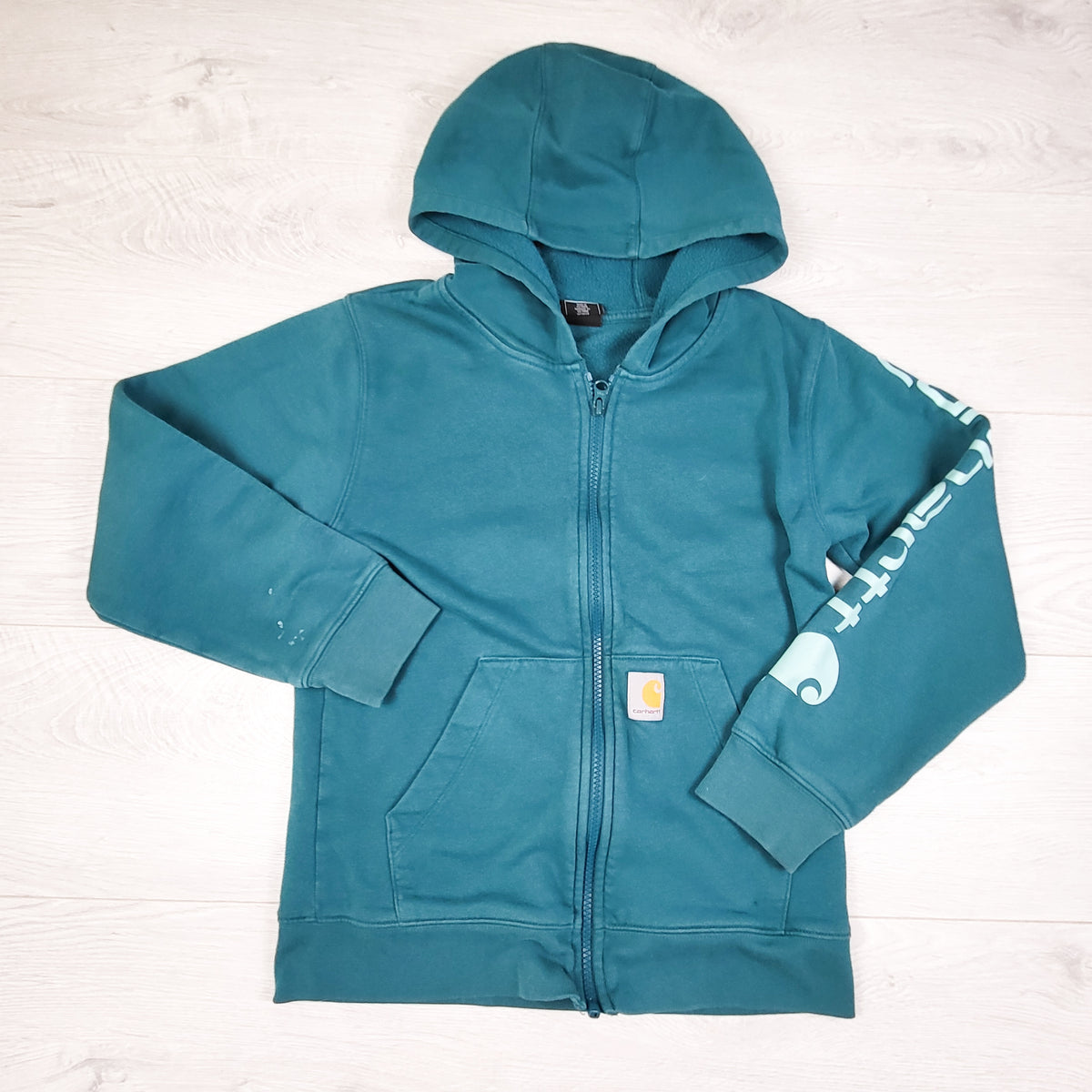 Carhartt teal zip up hoodie - Size 10 - AS IS