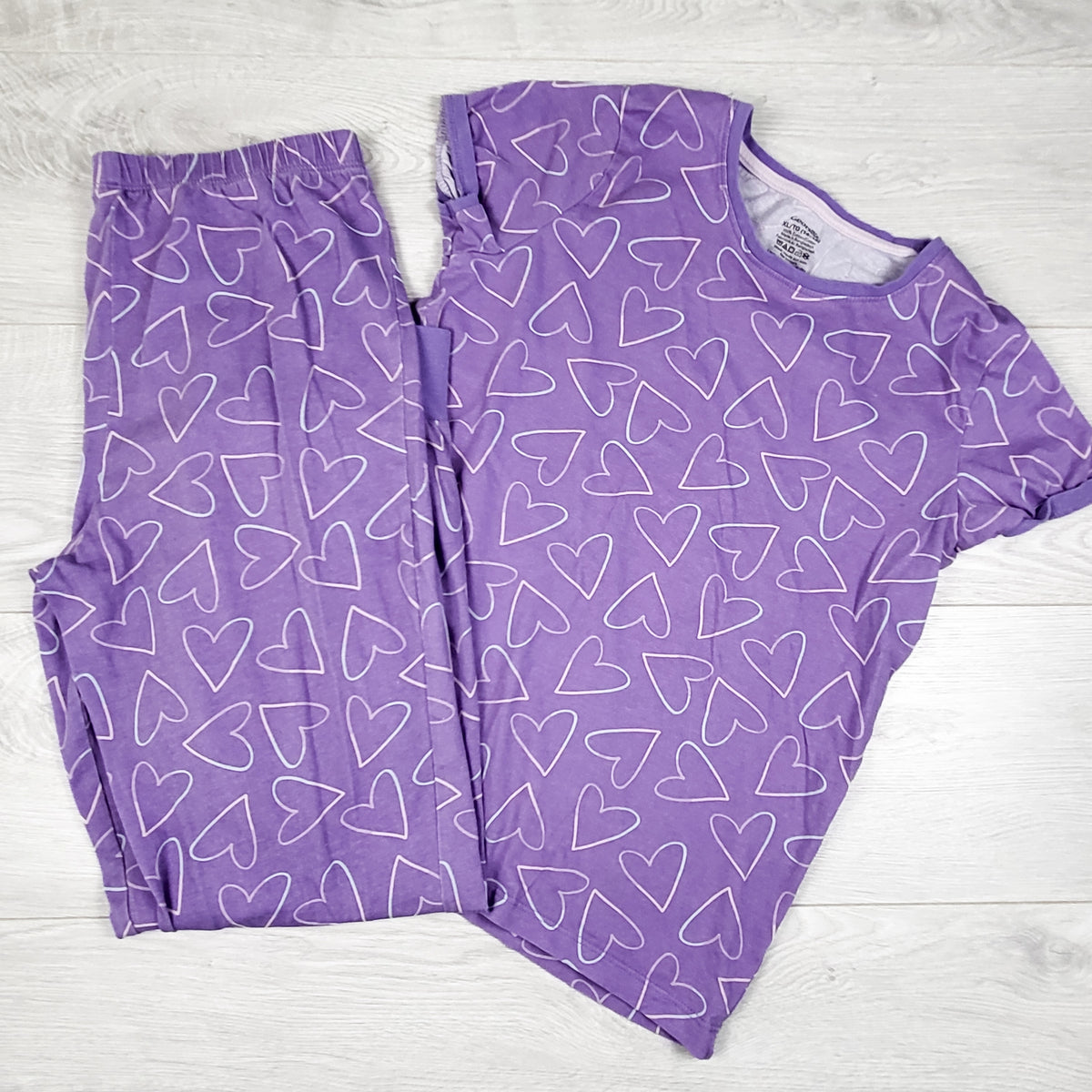 George purple 2pc PJs with hearts - Size 14/16