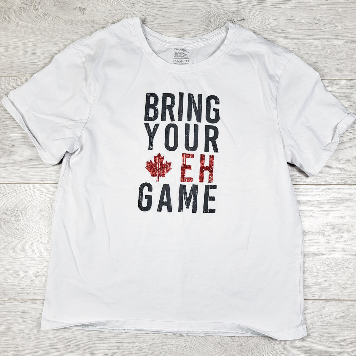 George white "Bring Your Eh Game" t-shirt - Size 14/16