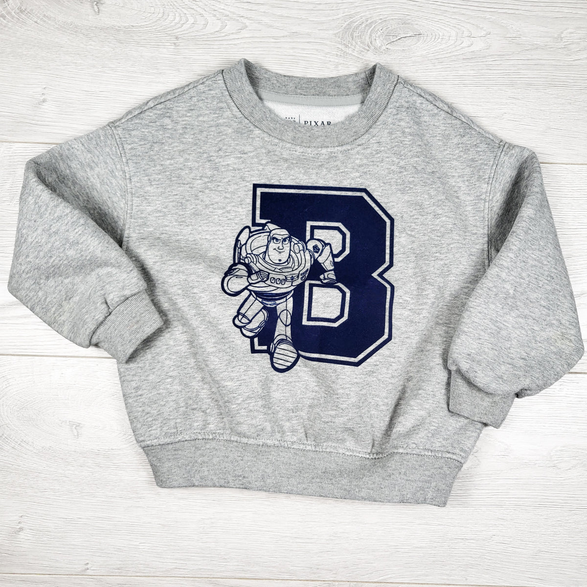Gap x Pixar grey fleecy lined Buzz Lightyyear varsity sweatshirt - Size 2T
