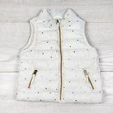 Children's Place white puffer vest with gold hearts - Size 12 to 18 months