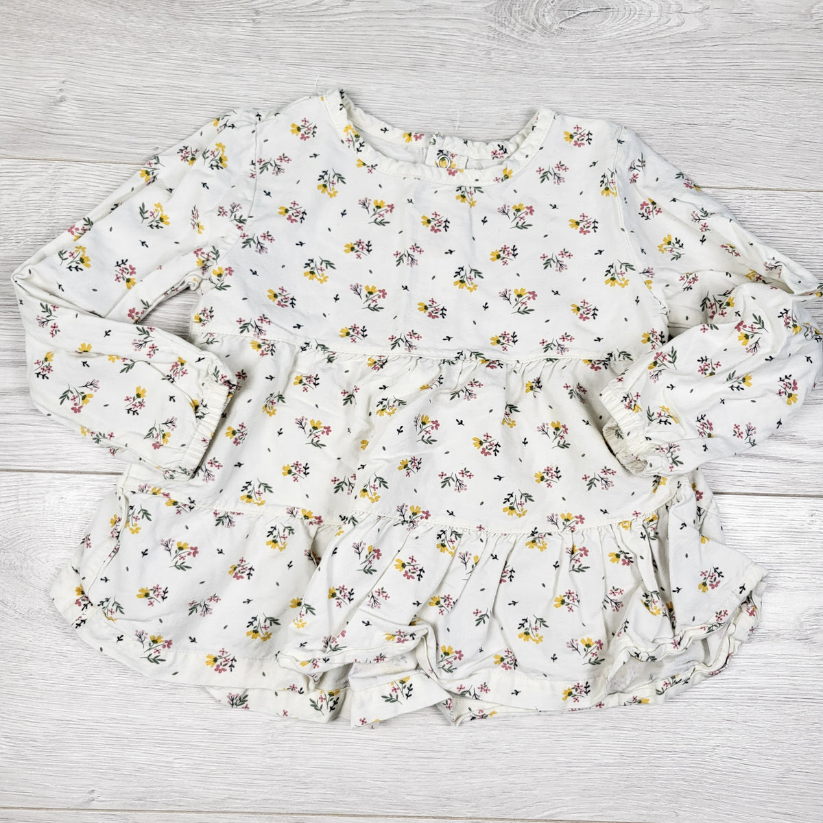 Simple Joys white floral print top - Size 3T