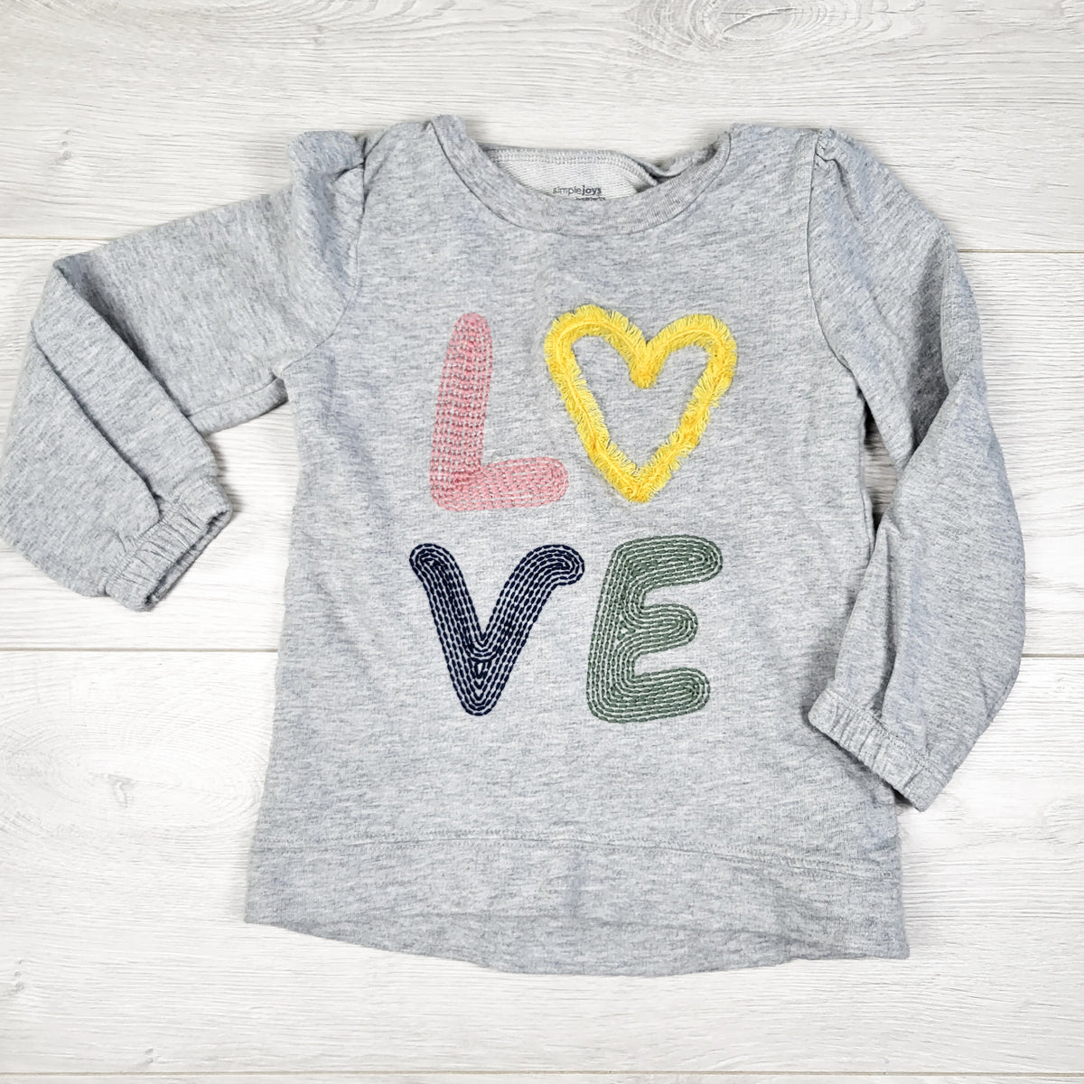 Simple Joys grey "Love" sweatshirt- Size 3T