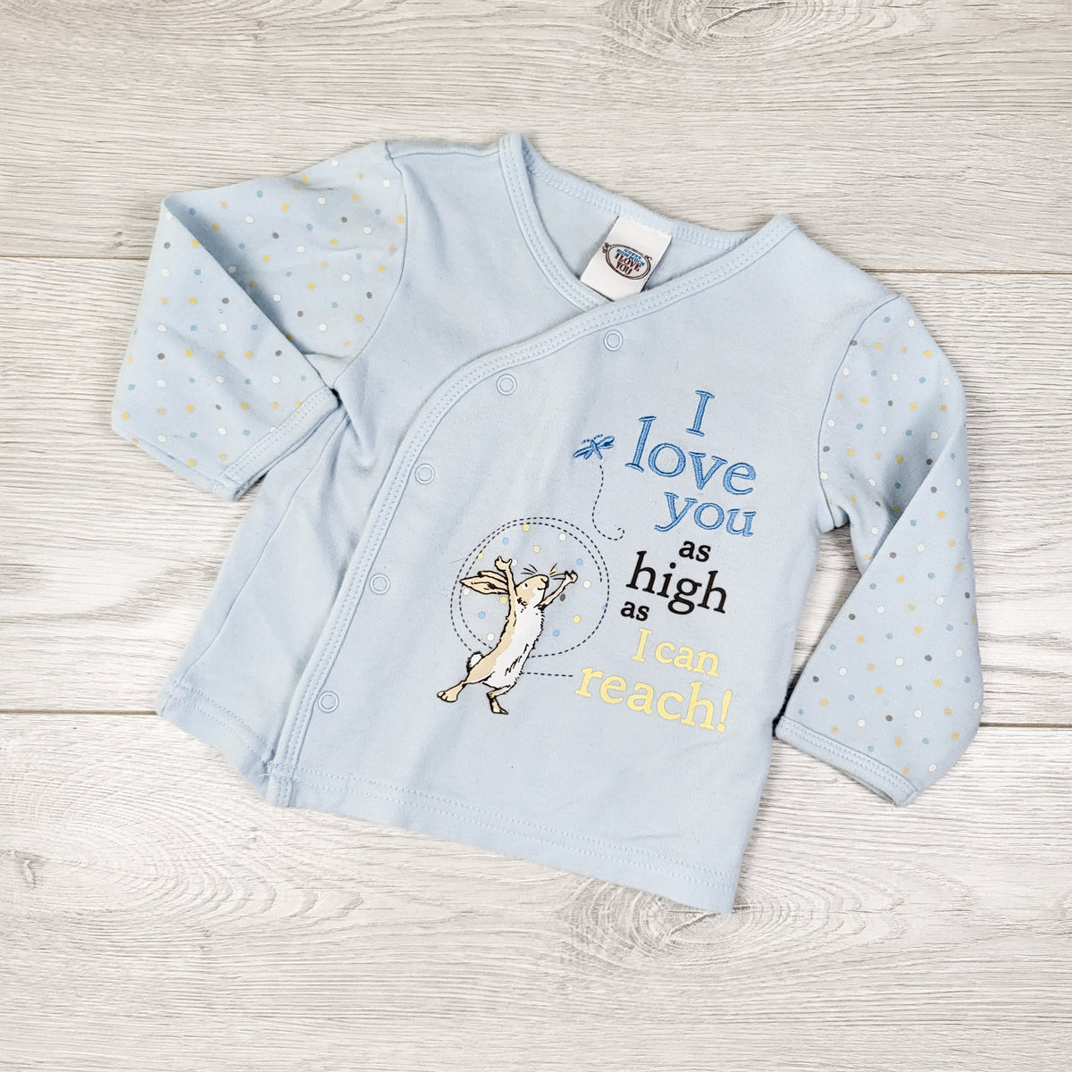 Blue snap button "I Love You As High as I can Reach" top - Size 6 months