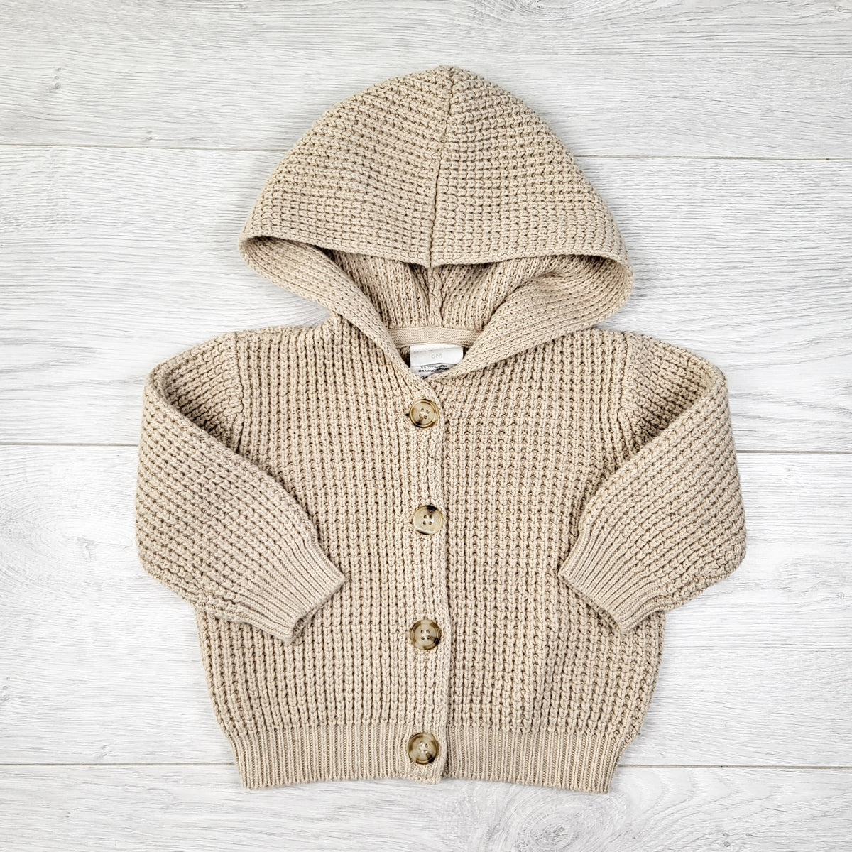Rococo oatmeal coloured hooded cardigan sweater - Size 6 months