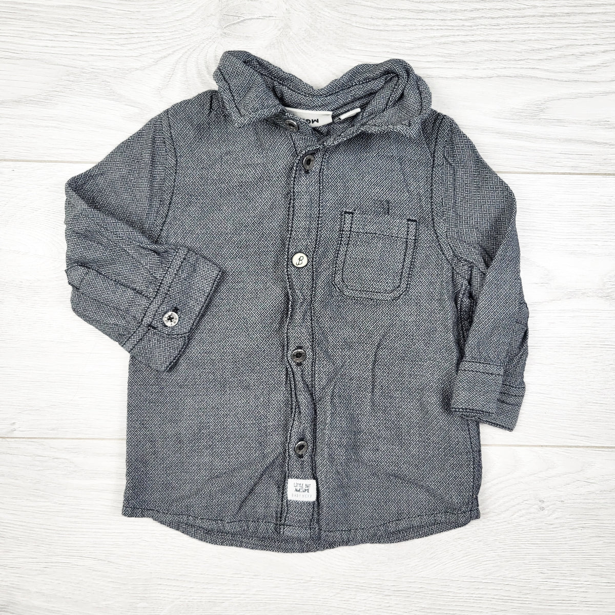 Mexx blue patterned button down shirt - Size 6 to 9 months