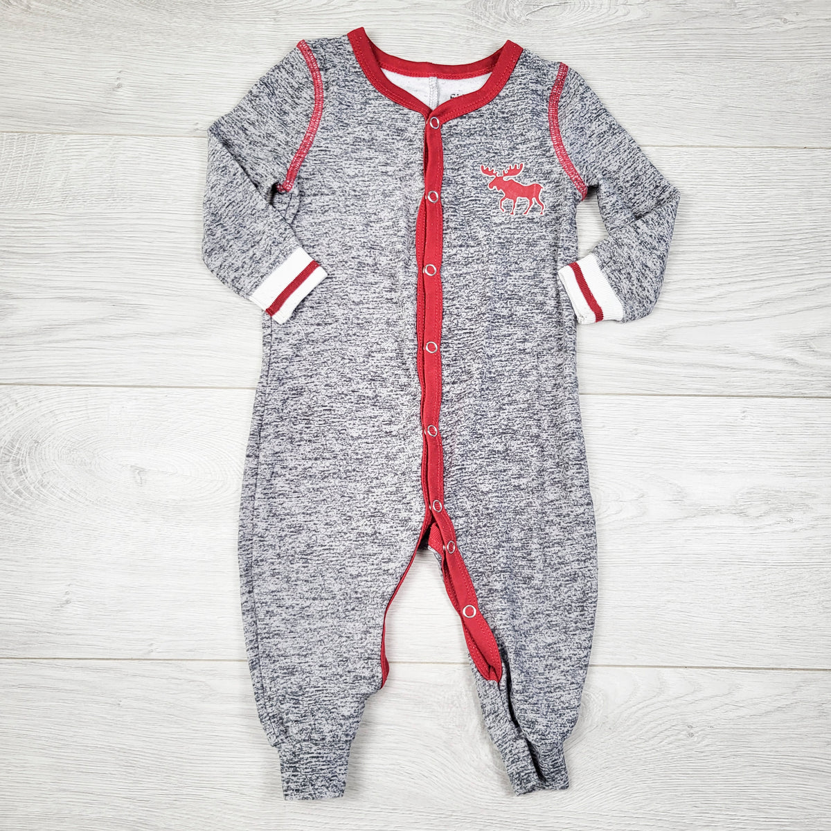 Fammy Jammies heathered grey sleeper - Size 3 to 6 months