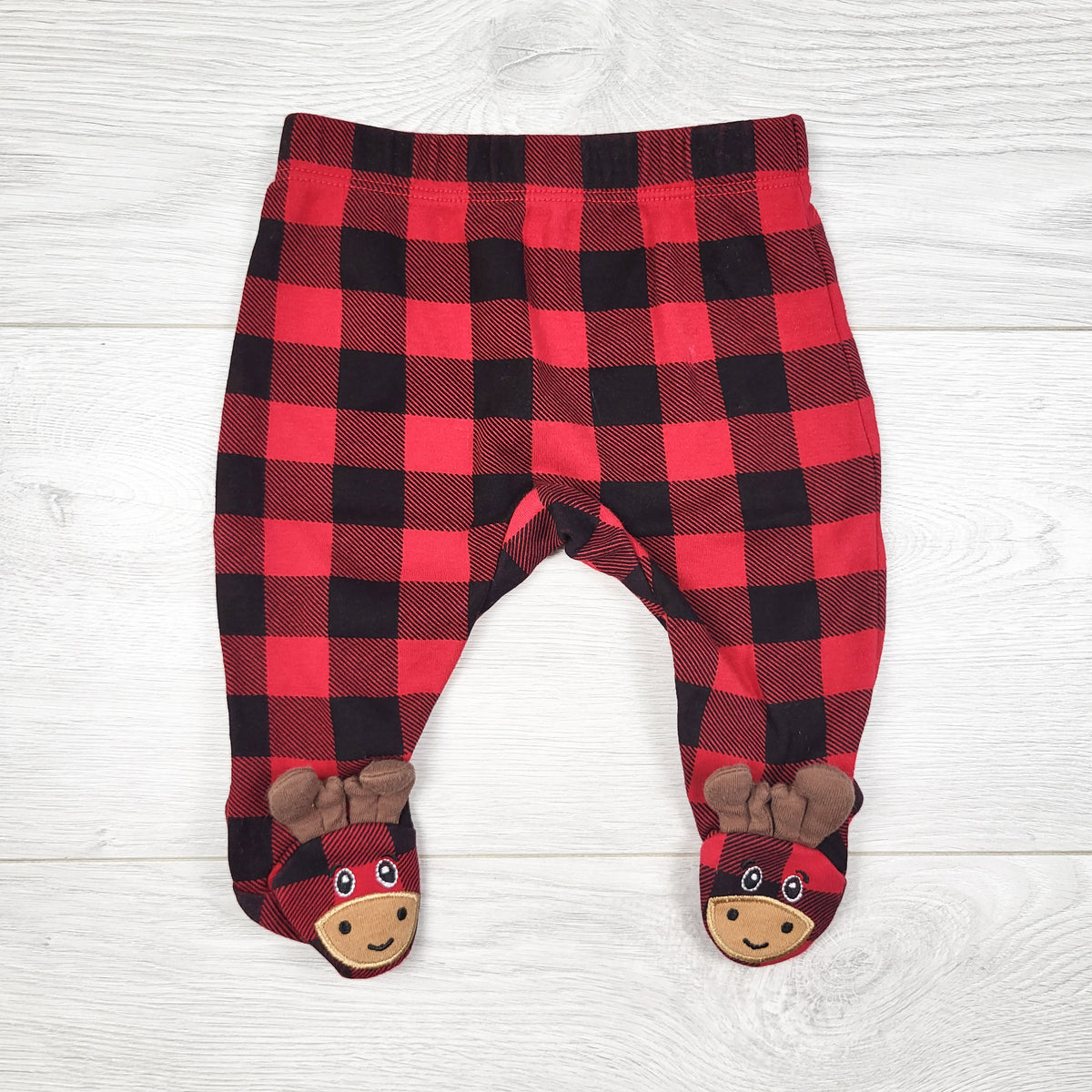 Canadiana red buffalo plaid footed pants- Newborn size