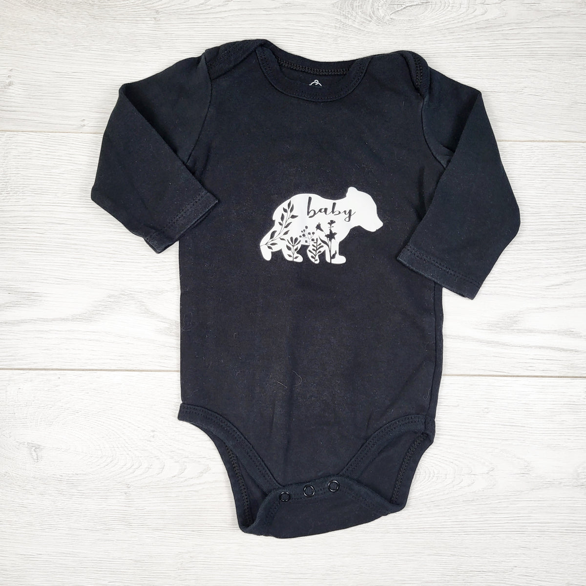 Black "Baby Bear" bodysuit - Size 3 to 6 months