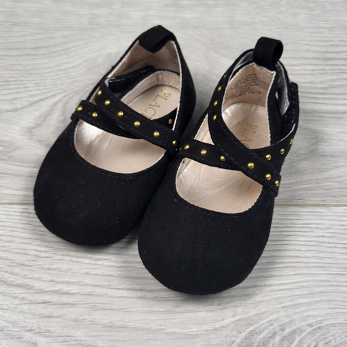 Children's Place black faux suede soft soled shoes - Size 6 to 12 months