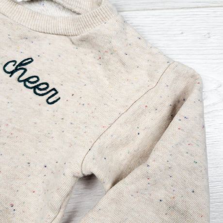 Indigo beige speckled "Cheer" sweatshirt - Size 12 to 18 months