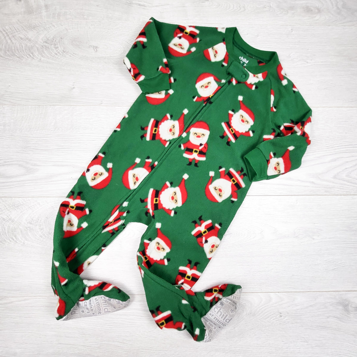 Child of Mine green zippered fleece Santa sleeper - Size 18 months
