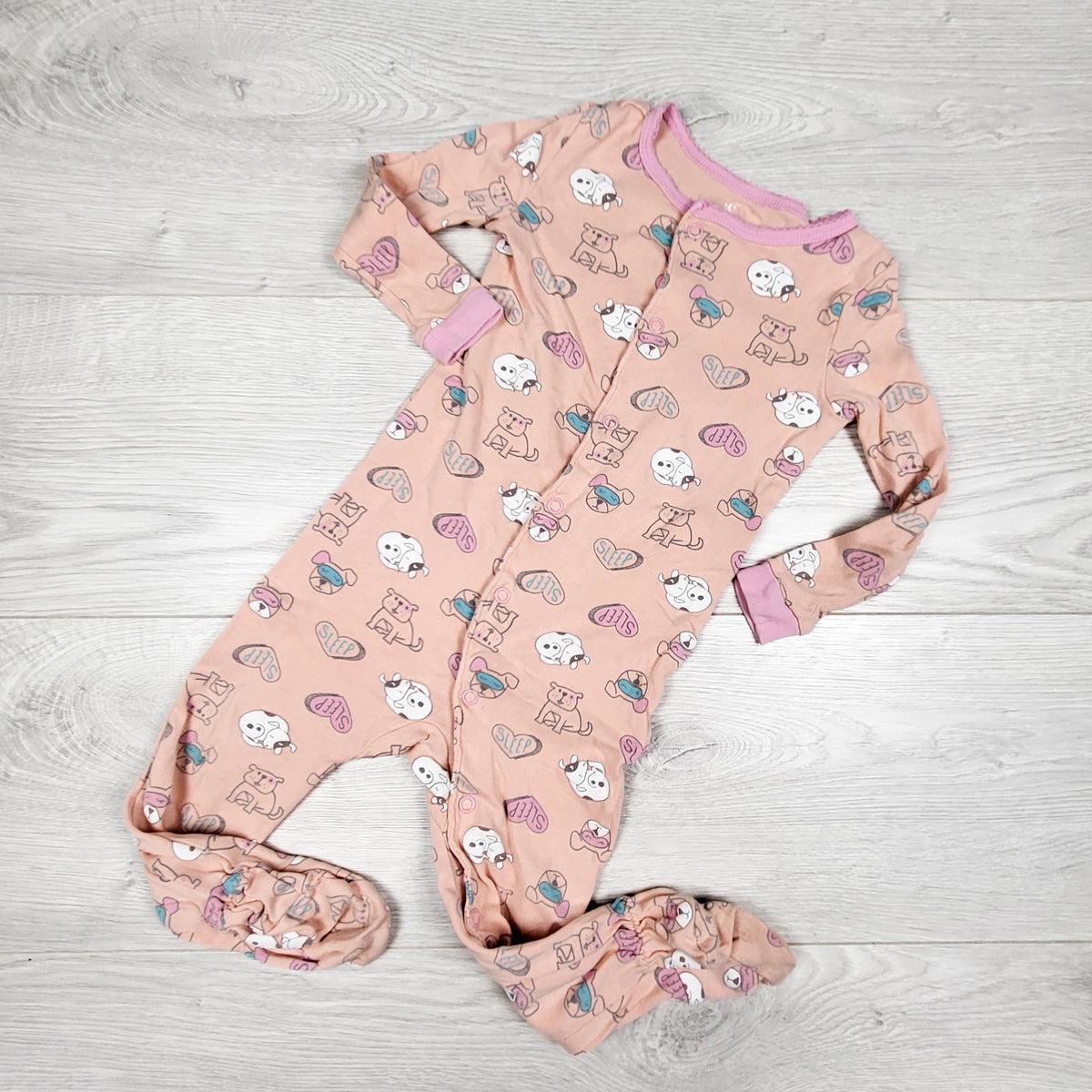 Joe peachy-pink sleeper with dogs - Size 18 to 24 months