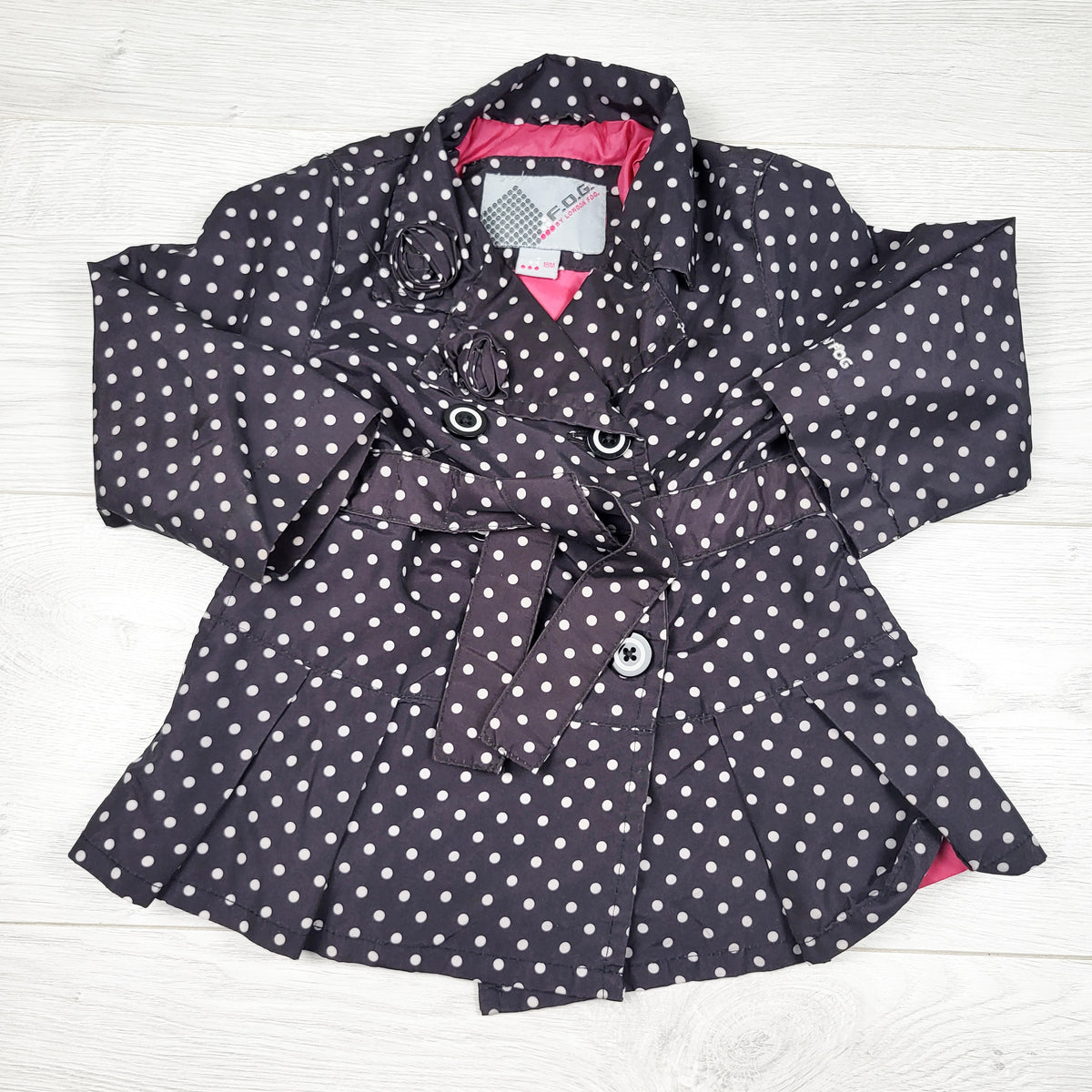 F.O.G. by London Fog black polka dot rain coat - Size 18 months