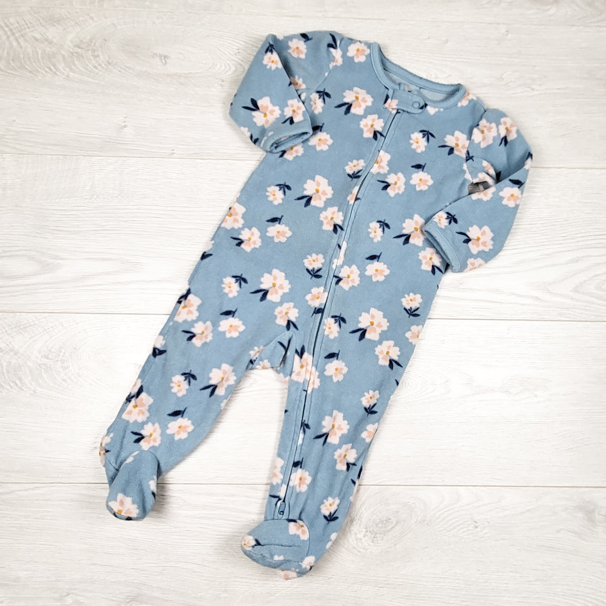 Child of Mine blue floral print fleece sleeper - Size 6 to 9 months
