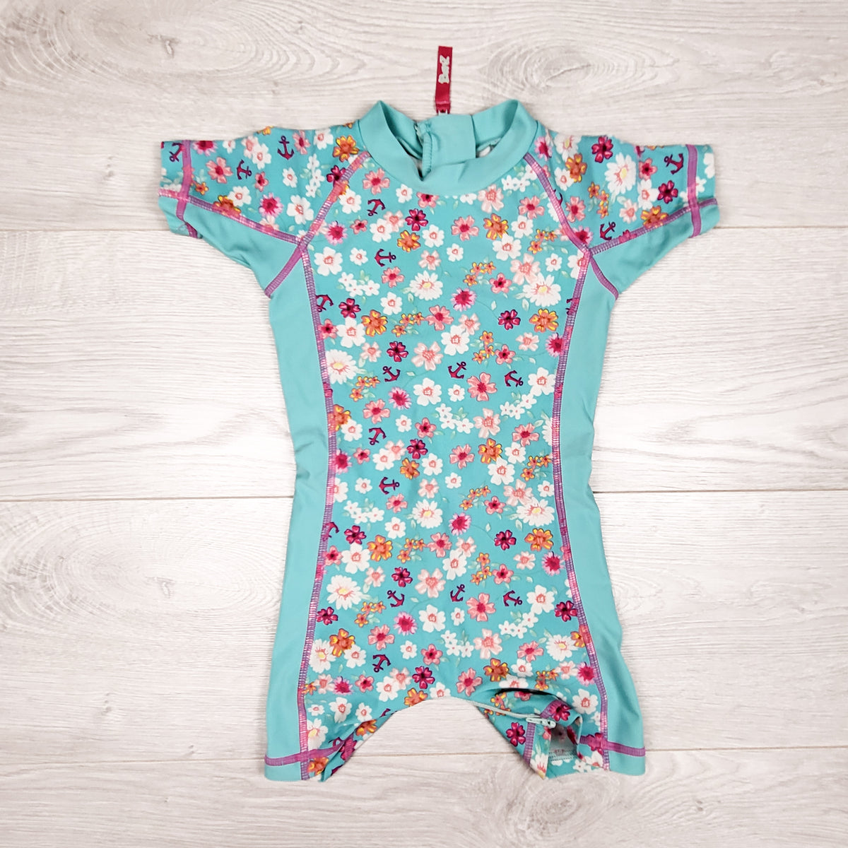 Banz blue floral print one piece UPF rash guard - Size 6 months