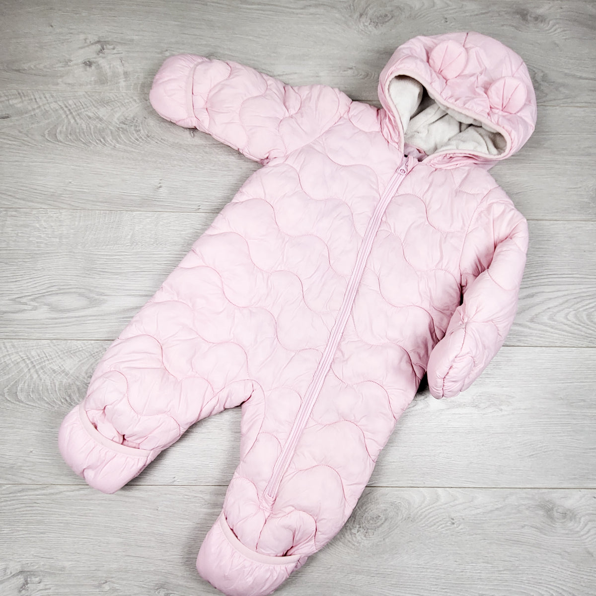 George pink quilted bunting / snowsuit - Size 6 to 12 months