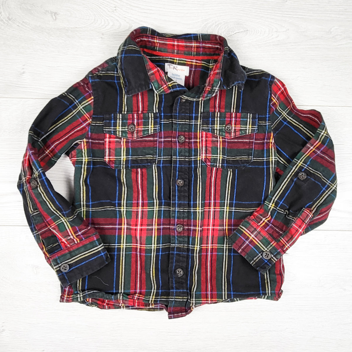 Joe Fresh red plaid thicker weight button up flannel shirt - Size 4T
