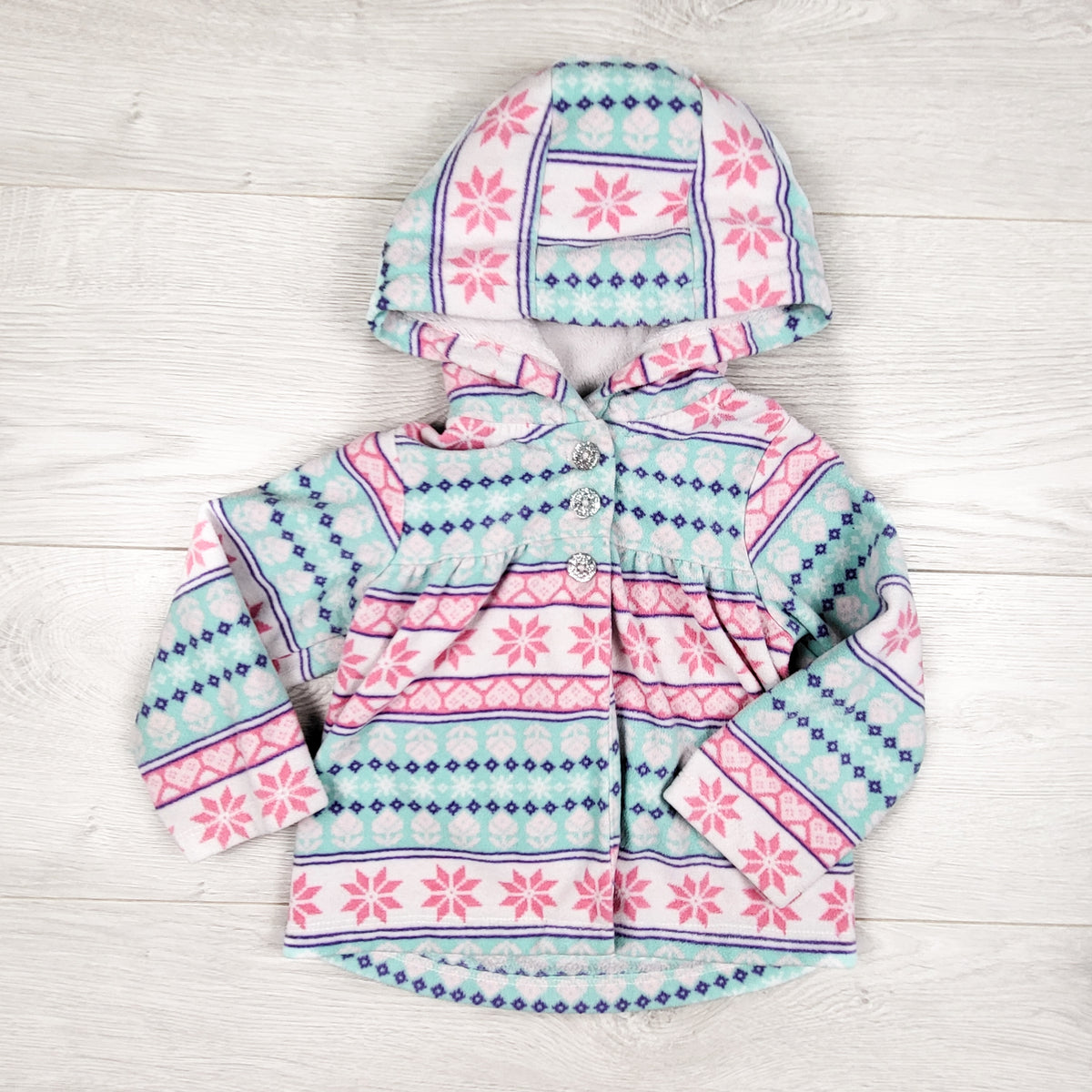 Carters pastel patterned fleece hoodie - Size 18 months
