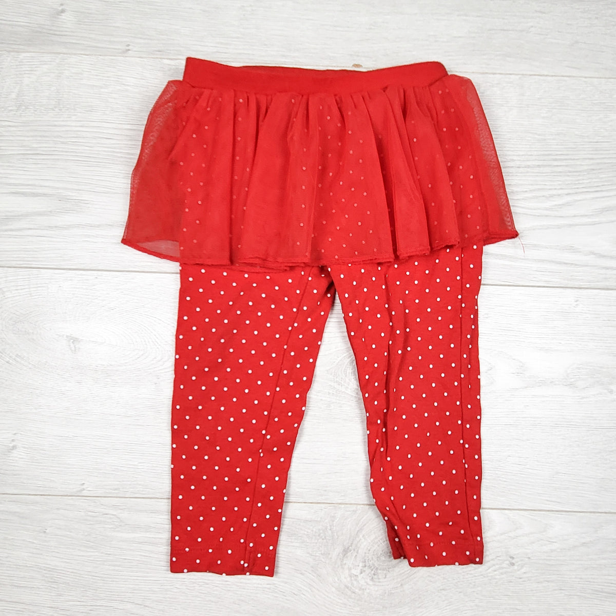 Carters red polka dot leggings with tulle skirt - Size 18 months