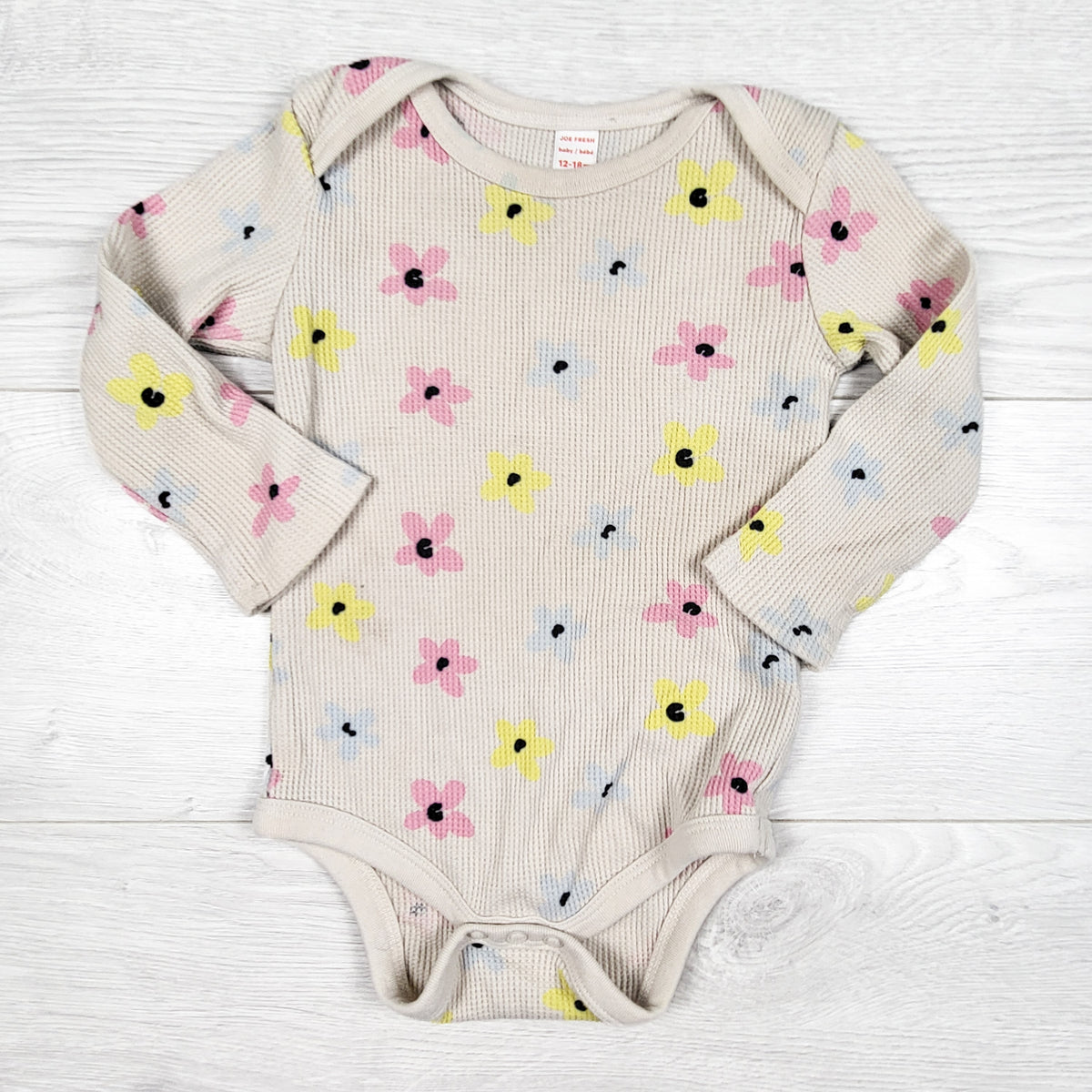 Joe beige waffle knit floral print bodysuit - Size 12 to 18 months