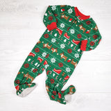 Carters green holiday print zippered fleece sleeper - Size 12 months - AS IS