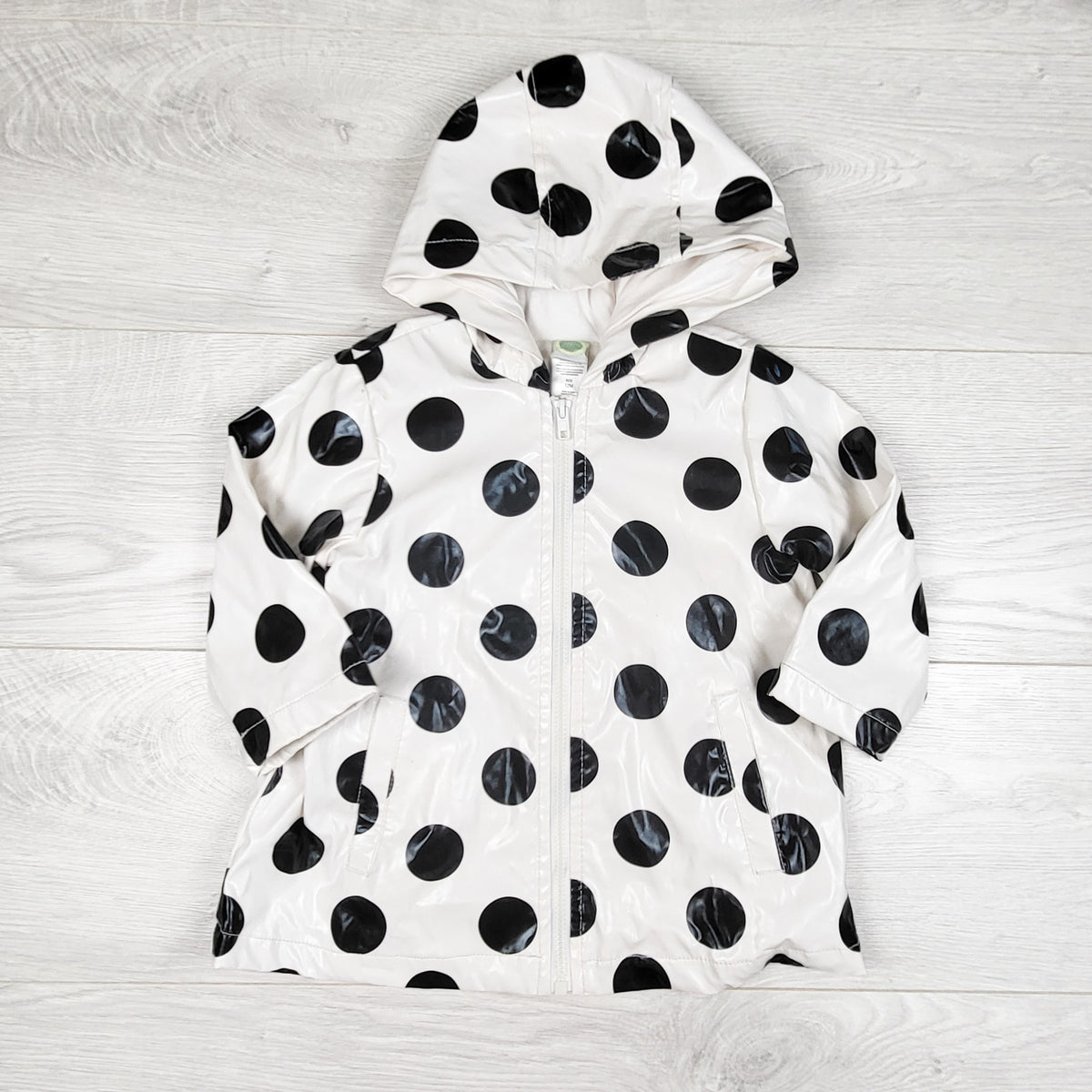 Little Me black and white polka dot rain jacket - Size 12 months