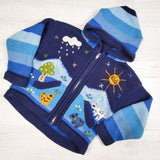 Blue hand knit Peruvian sweater - approx 2T - AS IS