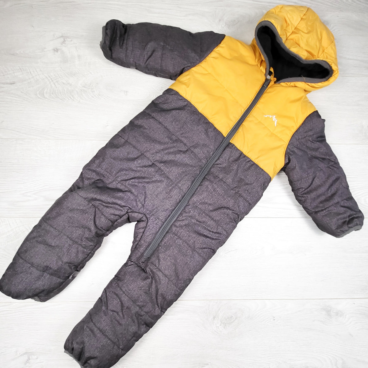 Arctic Squad grey and yellow fleece lined snowsuit - Size 18 to 24 months