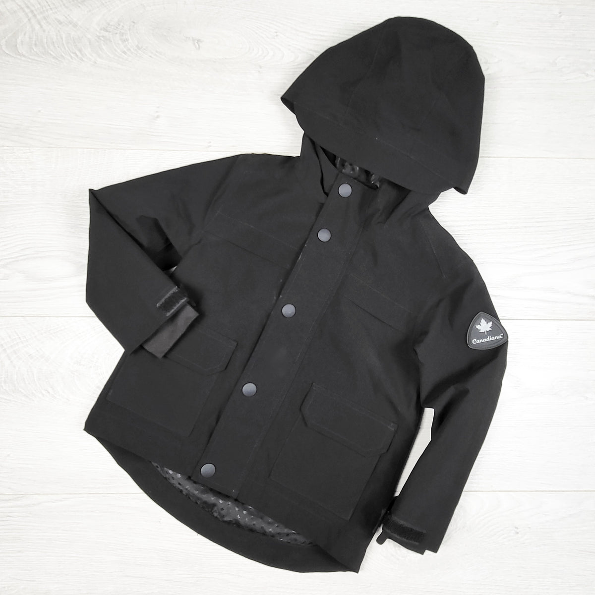 Canadiana black hooded rain coat - Size 2T