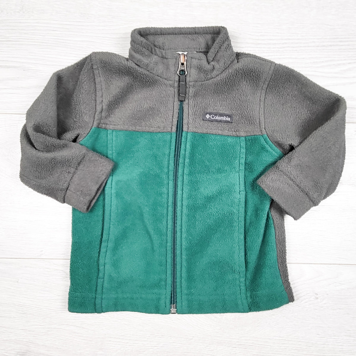 Columbia grey and green zip up fleece jacket - Size 12 to 18 months