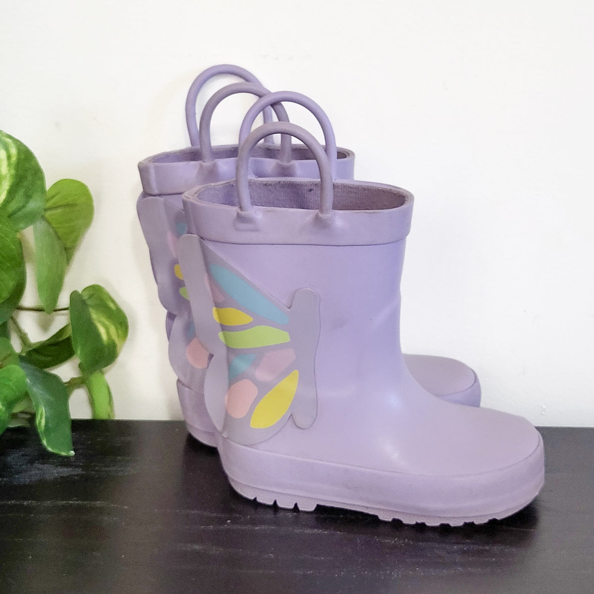 Joe purple butterfly rain boots - Size 5