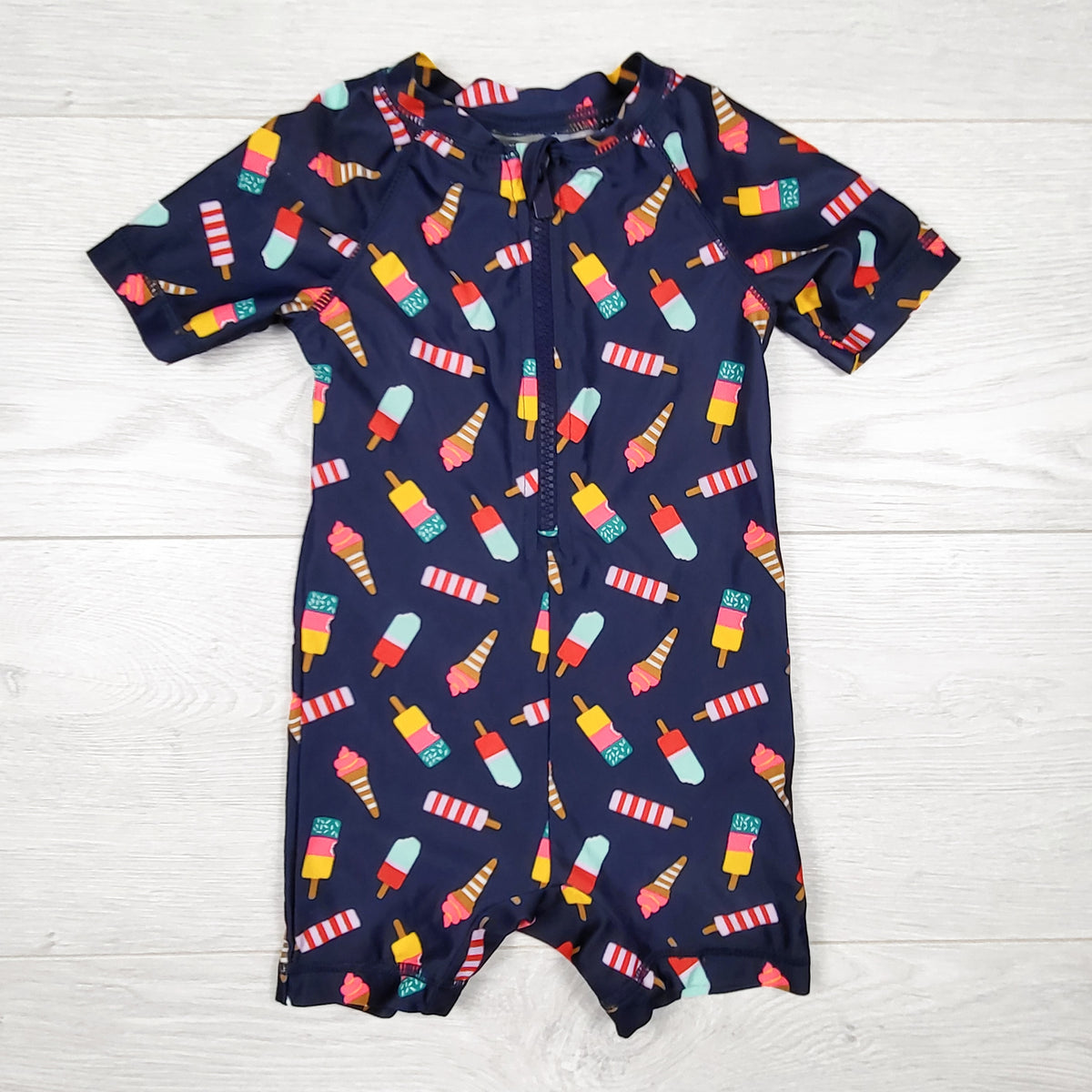 Old Navy navy popsicle print one piece rash guard / swimsuit - Size 6 to 12 months