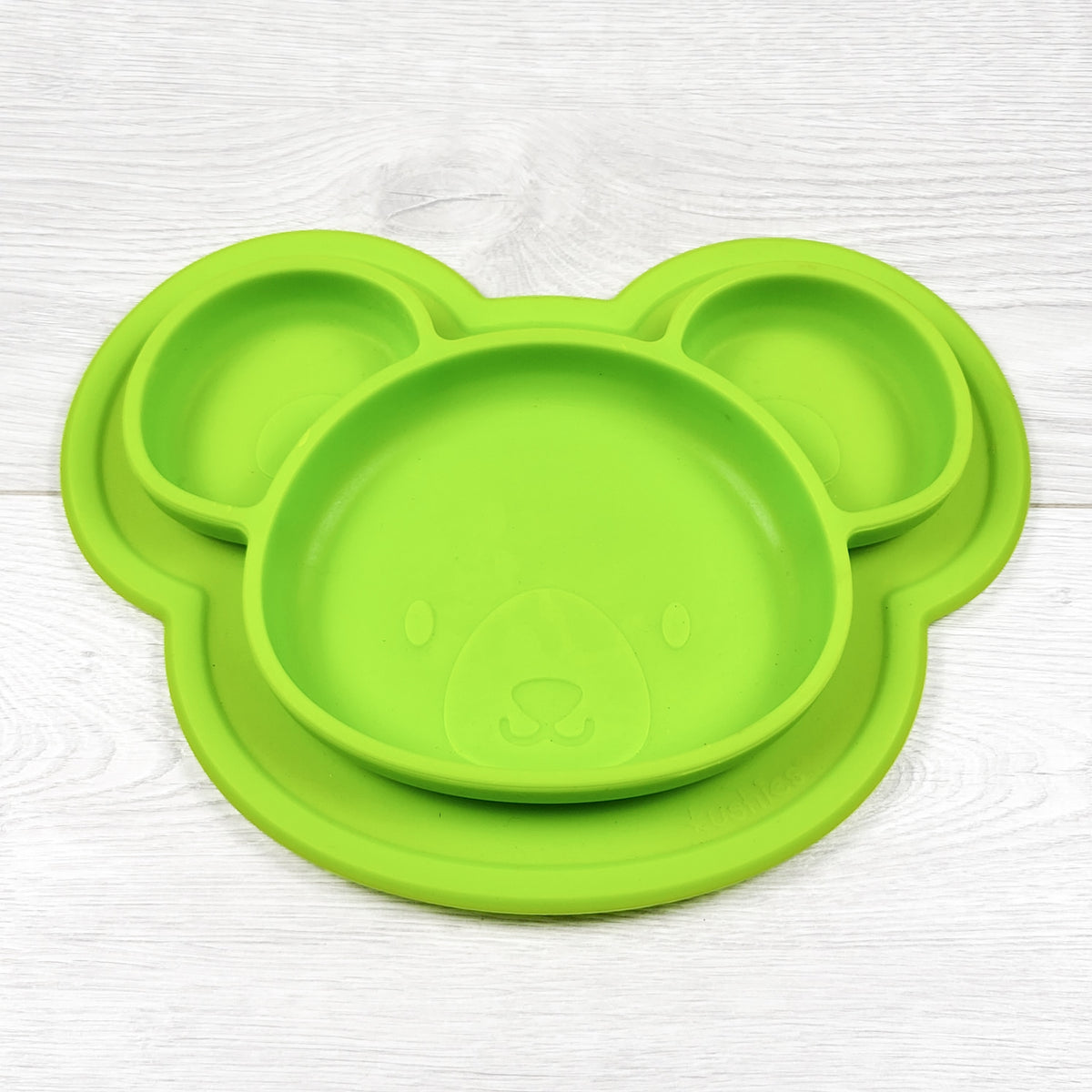 Kushies green bear shaped silicone suction plate