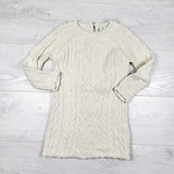 Aspen Kids cream coloured cable knit sweater dress with gold sparkles - Size 4T