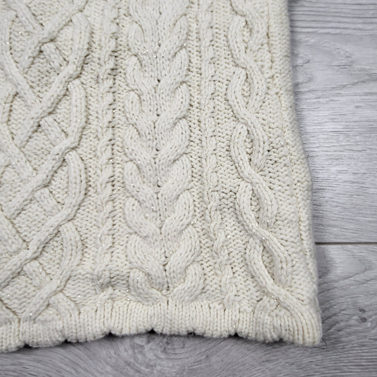 Aspen Kids cream coloured cable knit sweater dress with gold sparkles - Size 4T