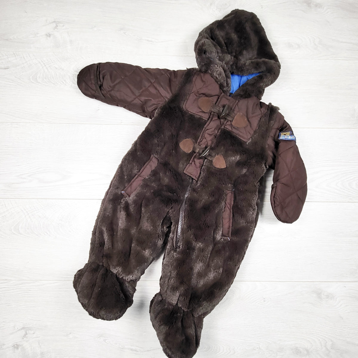 Rothschild Baby Plush Faux Fur Toggle-Front Bunting / Pram Suit - Size 0 to 6 months