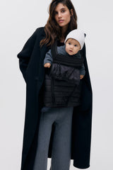 H and M black quilted "Before and After" Baby Wearing Puffer Jacket | Size LARGE